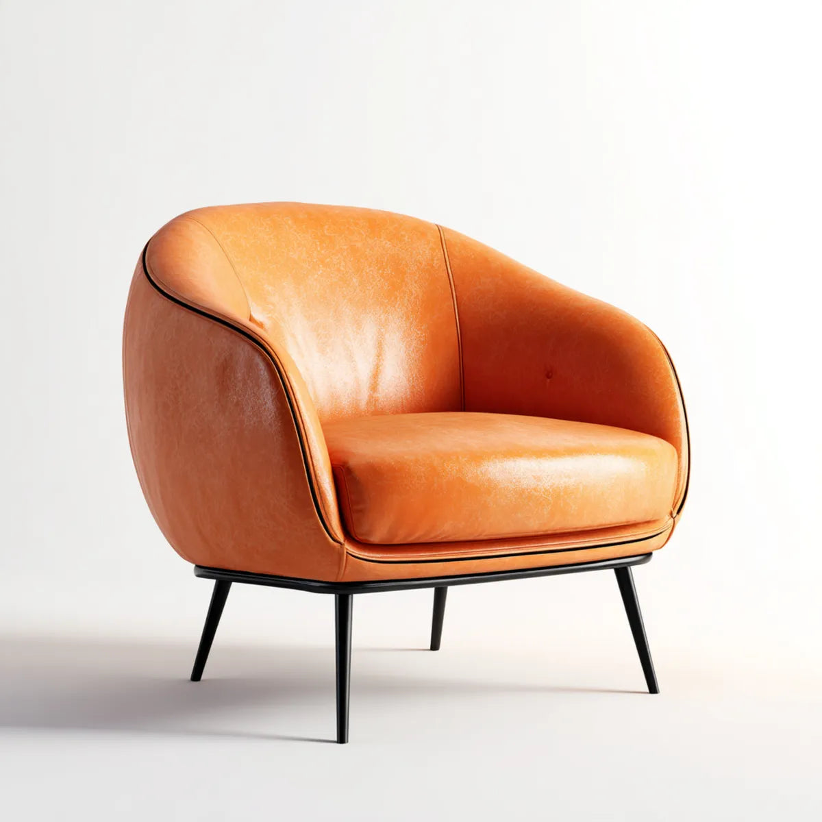 Cocktailsessel Cognac 78 x 82 x 78 cm aus PU-Kunstleder mit Stahlgestell in runder Form