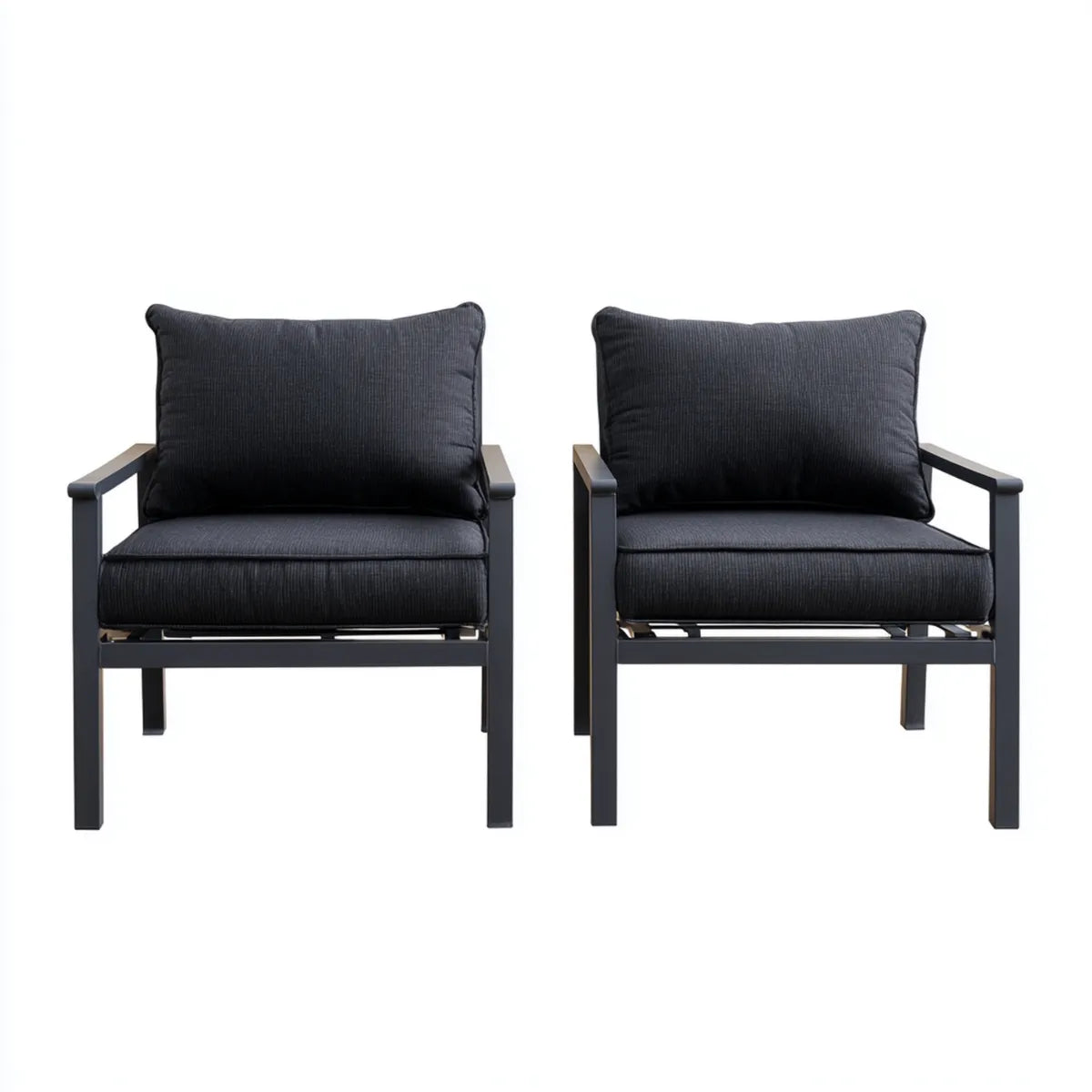 2er Set Sessel Schwarz 68 x 75 x 78 cm pulverbeschichteter Stahl Polyester Rechteckig