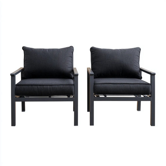 2er Set Sessel Schwarz 68 x 75 x 78 cm pulverbeschichteter Stahl Polyester Rechteckig