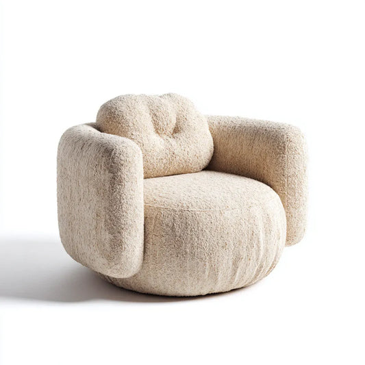 Sessel Bouclé Creme 92 x 88 x 72 cm Polyester abgerundete Form