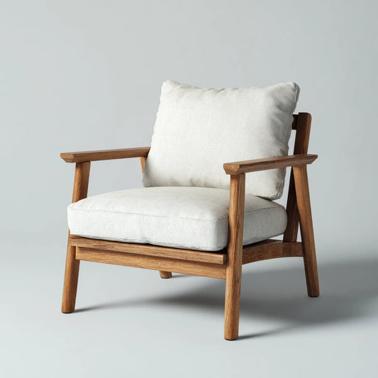 Sessel Cremeweiß 72 x 78 x 82 cm aus Gummibaum-Massivholz mit Polyesterbezug rechteckig