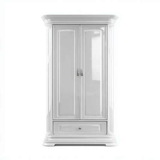 Kleiderschrank Weiß 100 x 55 x 200 cm aus MDF mit 2 Türen und Schublade