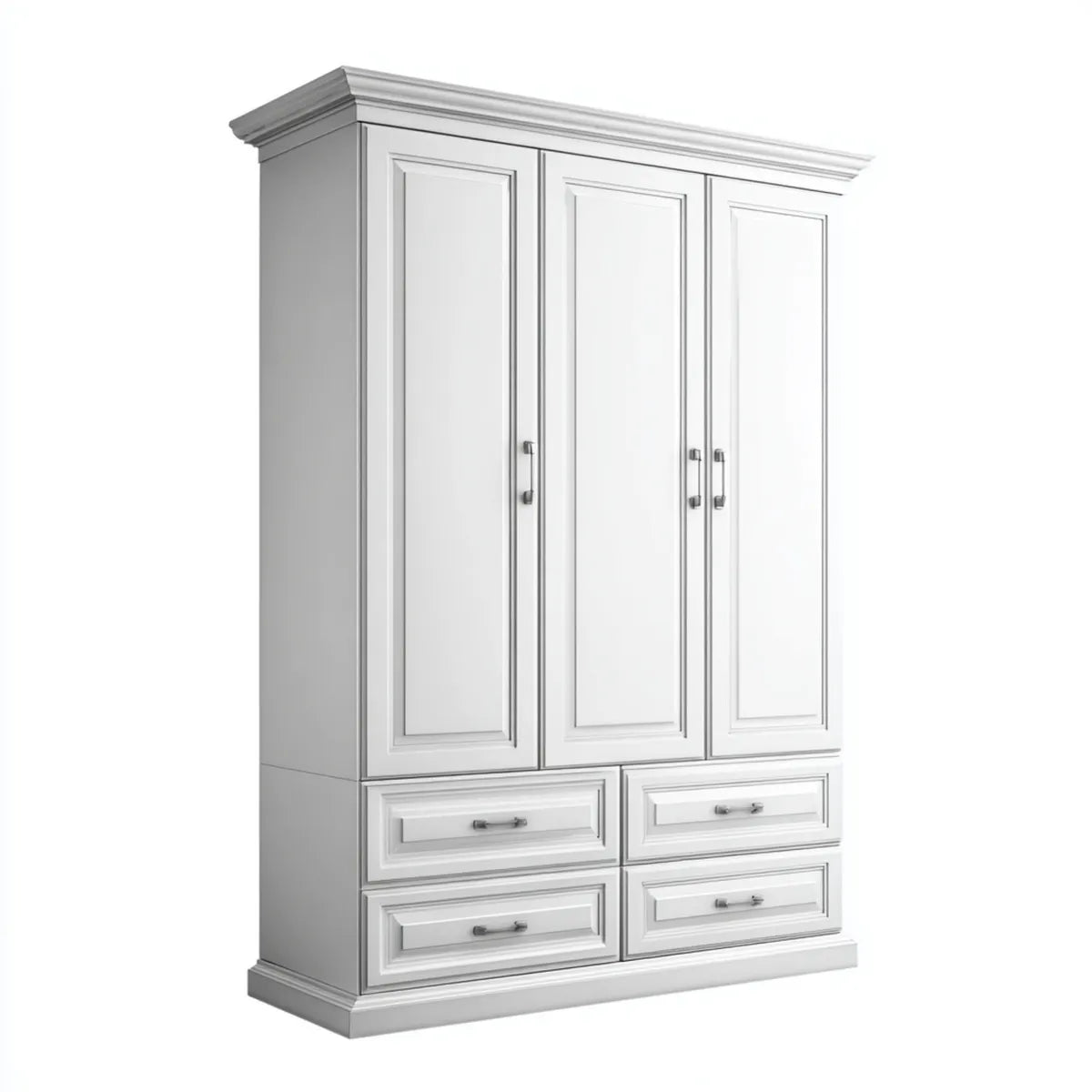 Drehtürenschrank Weiß 150 x 60 x 220 cm MDF rechteckig mit 3 Türen und 4 Schubladen