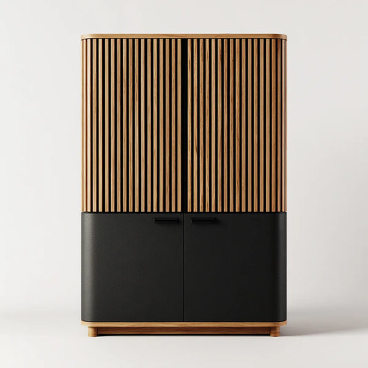 Kleiderschrank mit 2 Türen Eiche Schwarz aus MDF 100 x 50 x 180 cm rechteckig