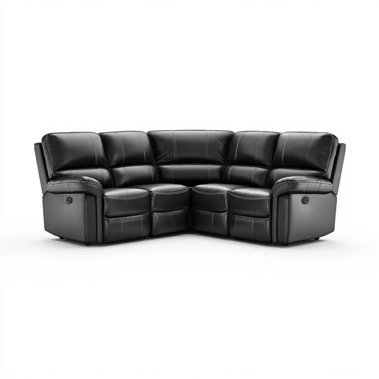Relaxsofa 4-Sitzer Schwarz 280 x 100 x 100 cm PU-Kunstleder Gebogen mit 2 elektrischen Relaxfunktionen
