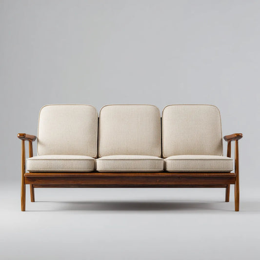 3-Sitzer Sofa Beige 180 x 75 x 82 cm Polyester Massivholz Rechteckig