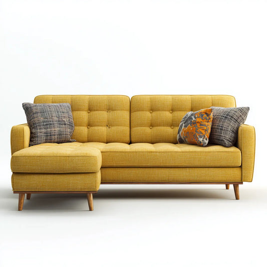Ecksofa mit Recamiere Senfgelb 230 x 150 x 85 cm Polyesterbezug Schaumstoffpolsterung L-Form